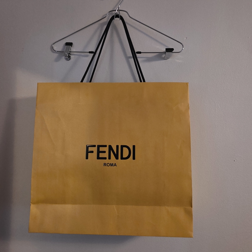Authentic Fendi Yellow Shopping Bag with Black Logo – Large 20” x 16” x 5”
